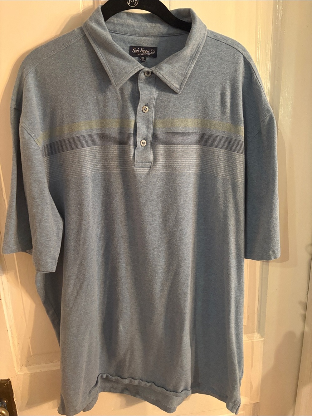 Fish Hippie Co. Men’s Light Blue Striped Polo